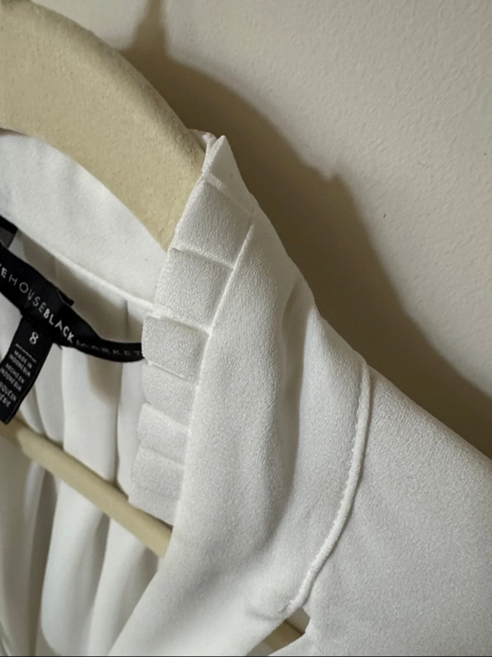 NWOT White House Black Market White Tie-Neck Blouse - Picture 3 of 10